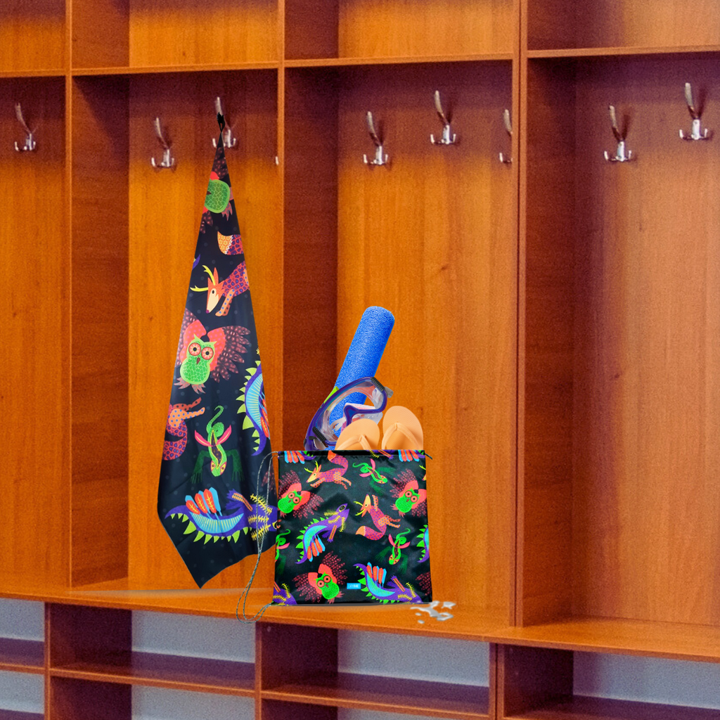 Ensemble serviette et sac de sport à cordon fantaisie mexicaine