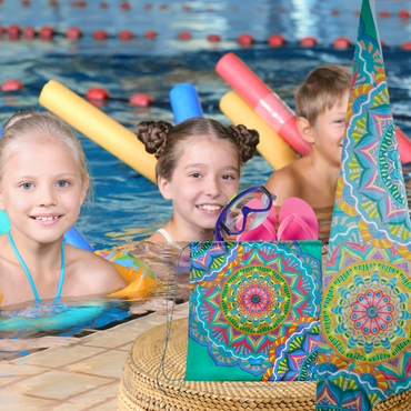 Set of Towel and Drawstring Gym Backpack Mandala