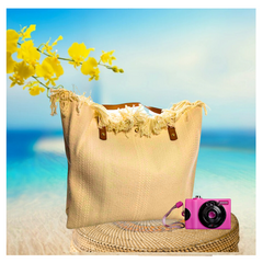 Conjunto Toalla de Playa Mosaico Rosa y Bolso Tote Verano
