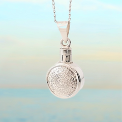 Pendant Calendar Aztec Perfume Bottle or Memorial Ash. Men Sterling Silver 925